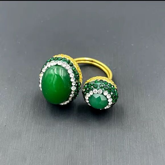 Green Onyx Adjustable Ring - Picture 3 of 14